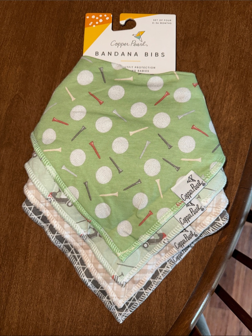 Copper Pearl Bandana Bibs - Green Golf Set of Four